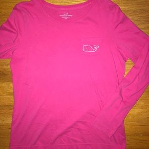Vineyard Vines | pink long sleeve whale pocket tee